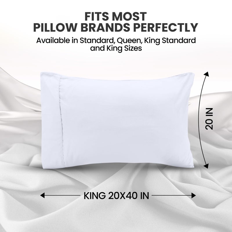 Utopia Bedding King Pillow Cases - 2 Pack - Envelope Closure - Soft Brushed Microfiber Fabric - Shrinkage and Fade Resistant Pillow Covers King Size 20 X 40 Inches (King, White) - Image 2